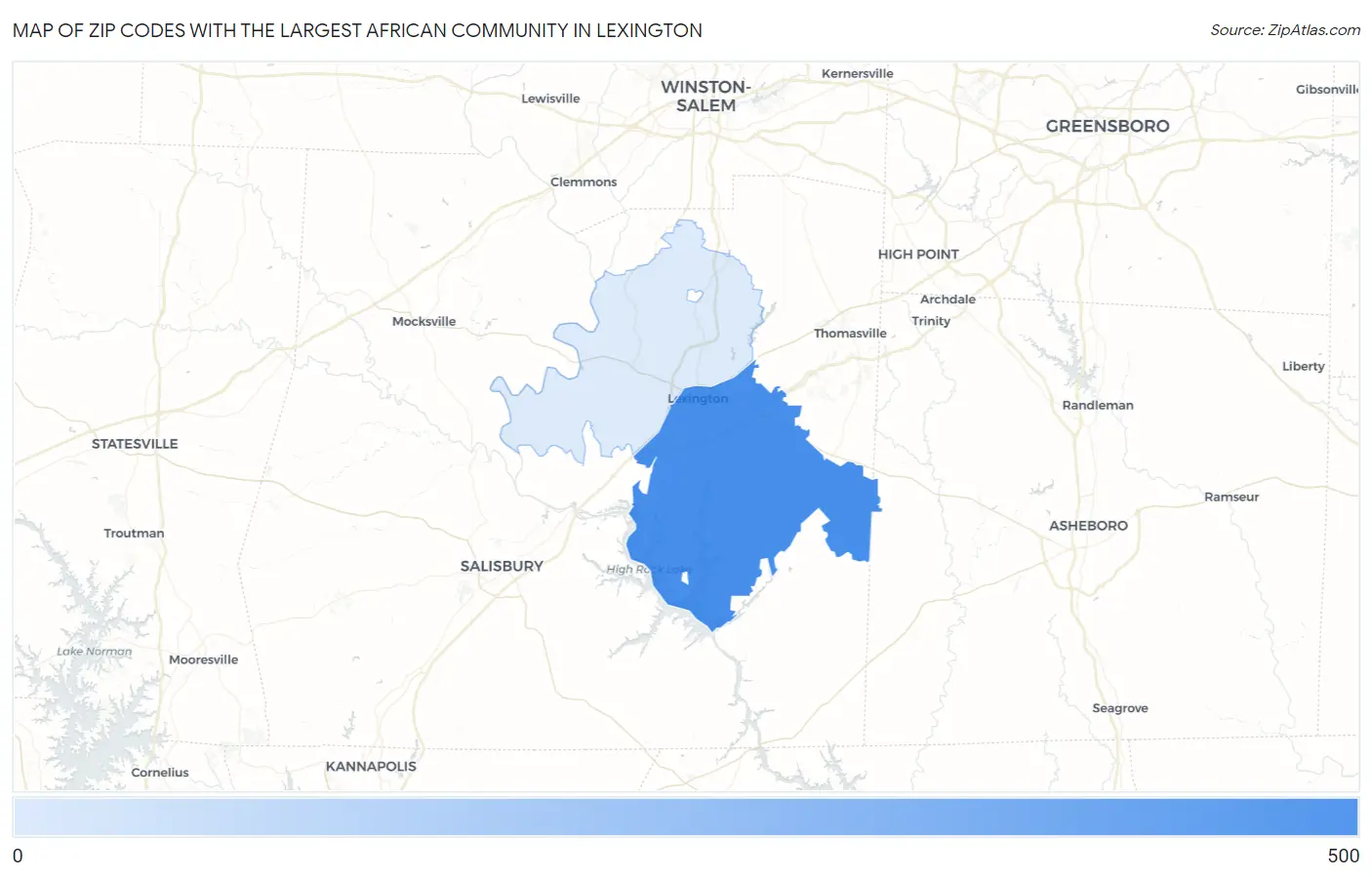 Zip Codes with the Largest African Community in Lexington Map