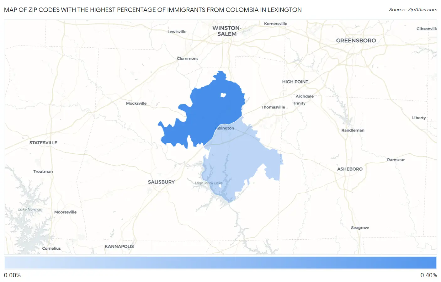 Zip Codes with the Highest Percentage of Immigrants from Colombia in Lexington Map