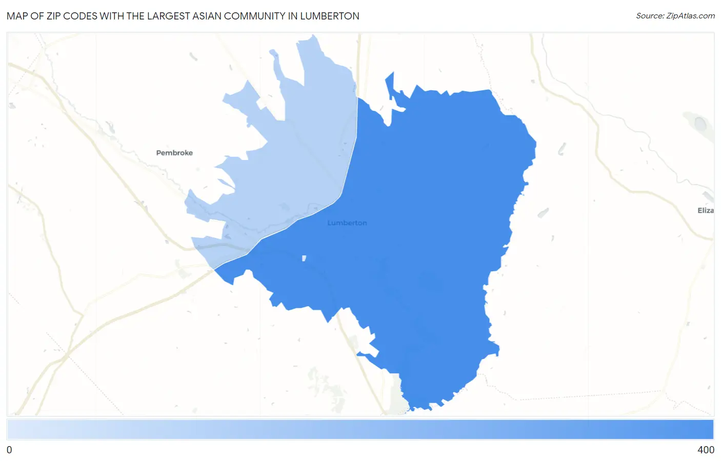 Zip Codes with the Largest Asian Community in Lumberton Map