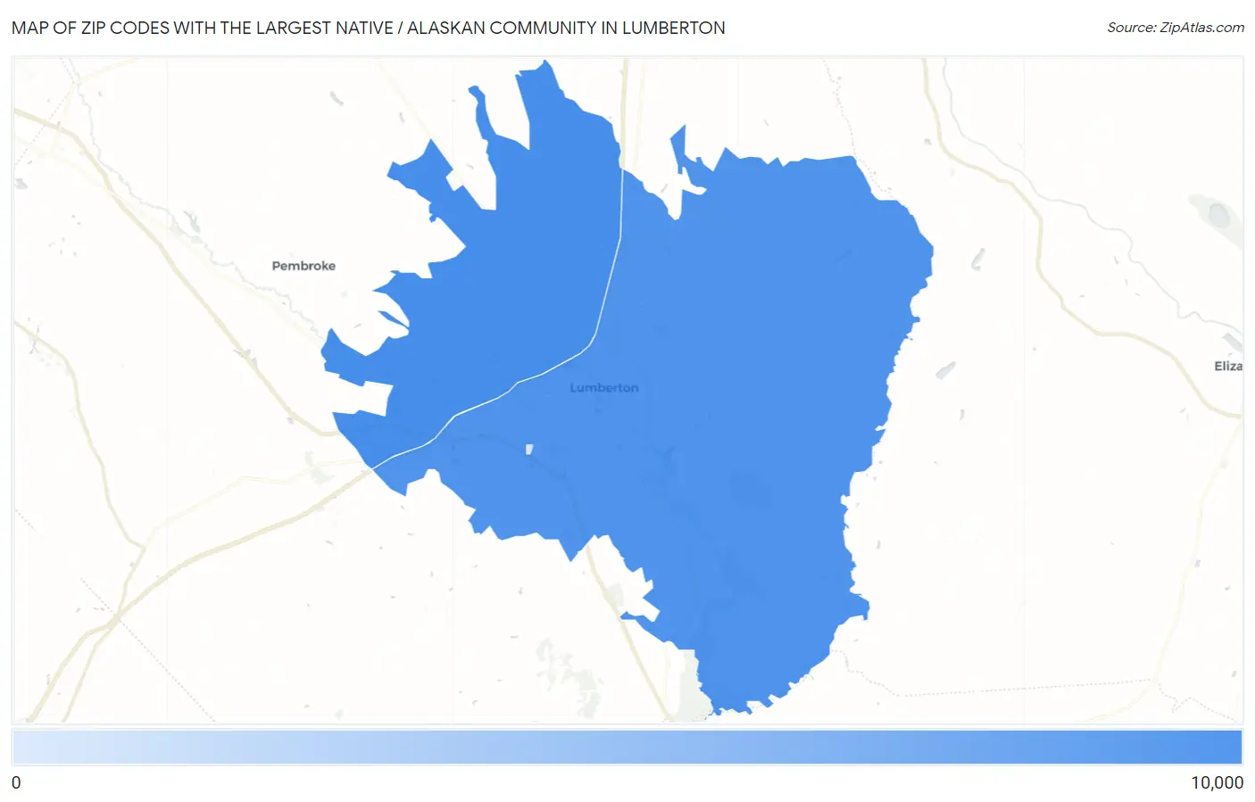 Zip Codes with the Largest Native / Alaskan Community in Lumberton Map