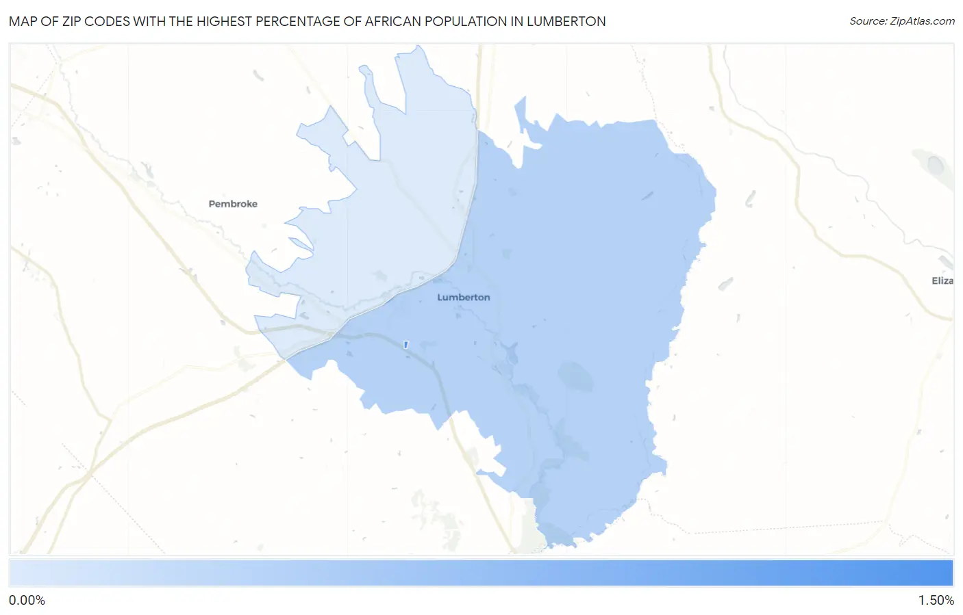 Zip Codes with the Highest Percentage of African Population in Lumberton Map