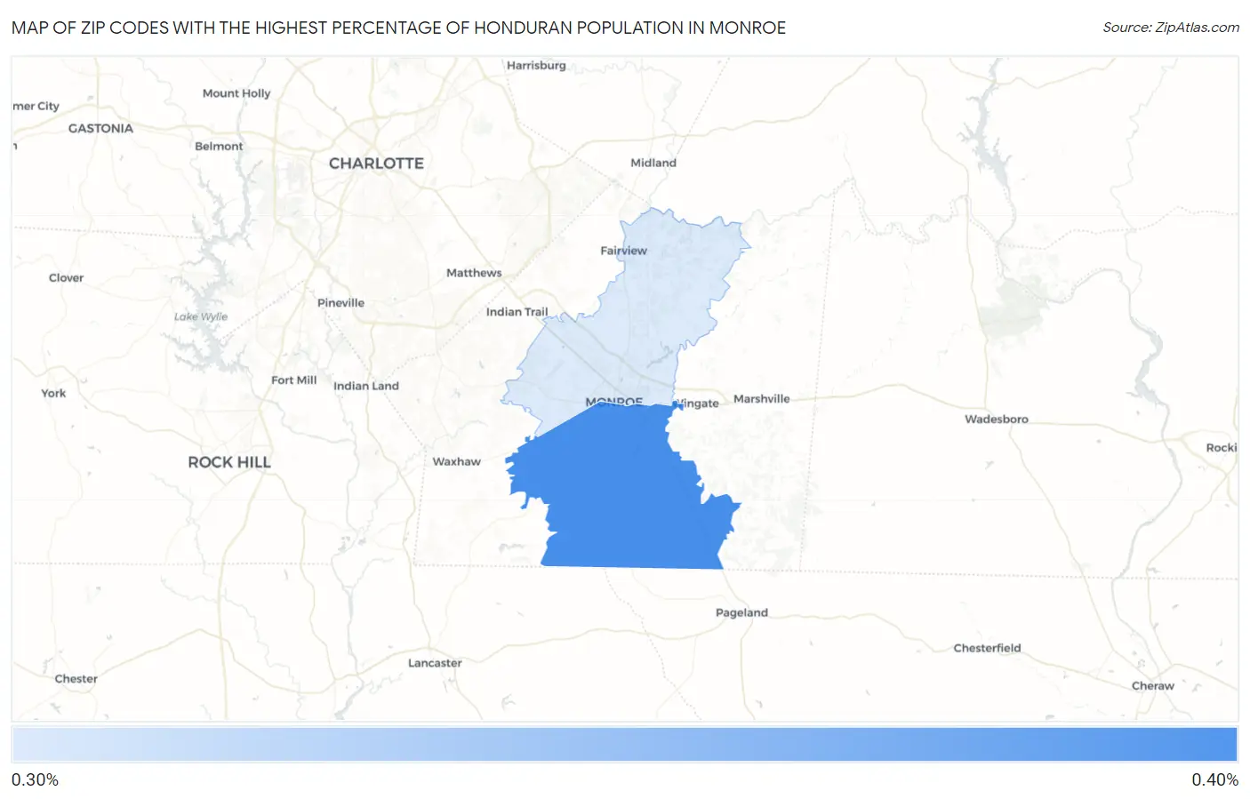 Zip Codes with the Highest Percentage of Honduran Population in Monroe Map