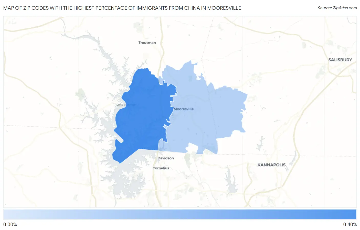 Zip Codes with the Highest Percentage of Immigrants from China in Mooresville Map