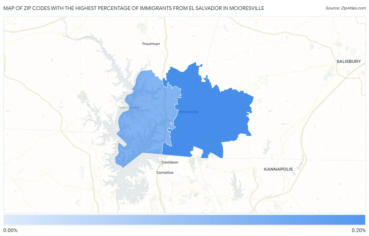 Zip Codes with the Highest Percentage of Immigrants from El Salvador in Mooresville Map