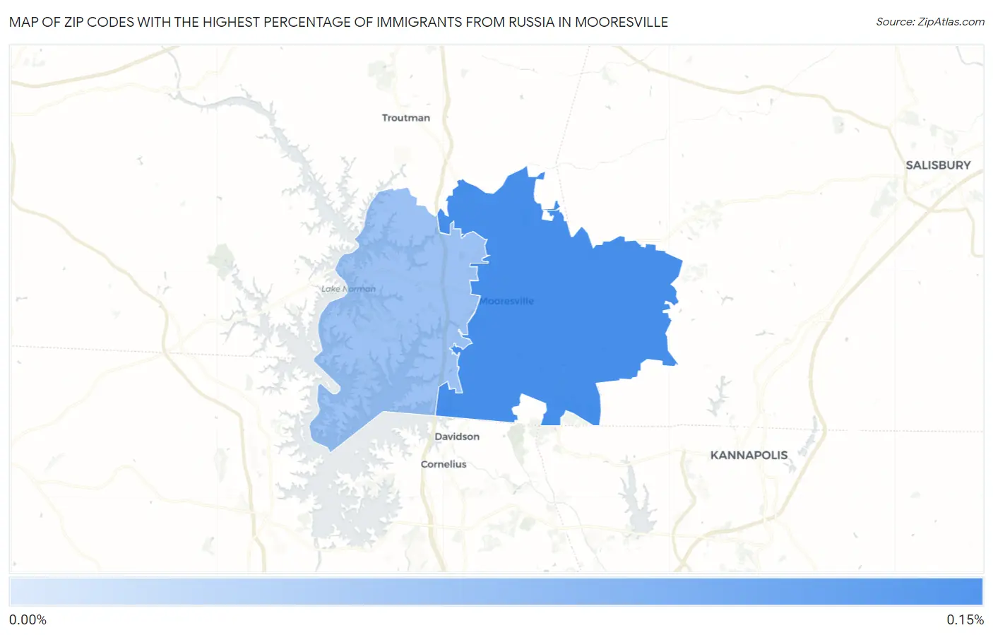 Zip Codes with the Highest Percentage of Immigrants from Russia in Mooresville Map