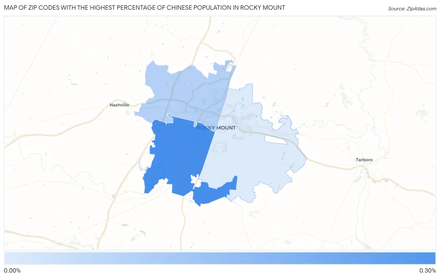 Zip Codes with the Highest Percentage of Chinese Population in Rocky Mount Map