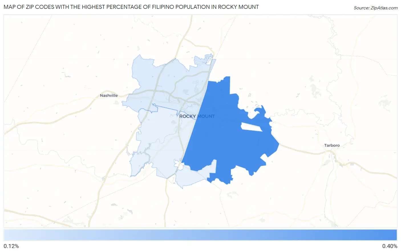 Zip Codes with the Highest Percentage of Filipino Population in Rocky Mount Map