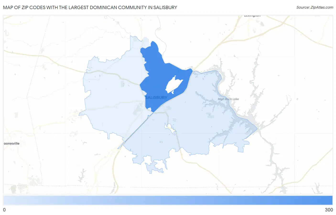 Zip Codes with the Largest Dominican Community in Salisbury Map