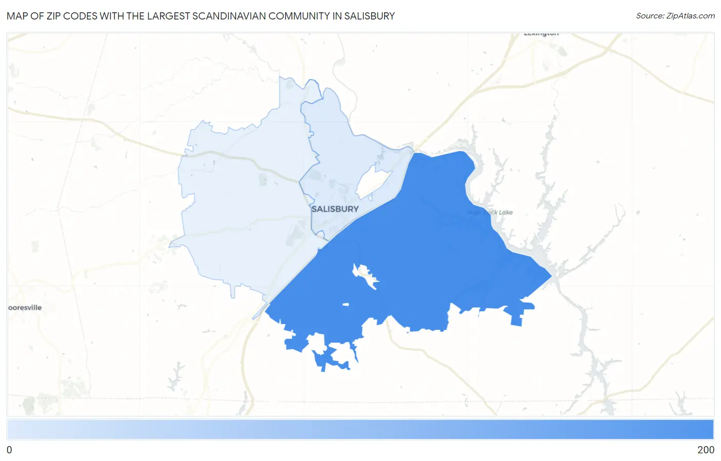 Zip Codes with the Largest Scandinavian Community in Salisbury Map