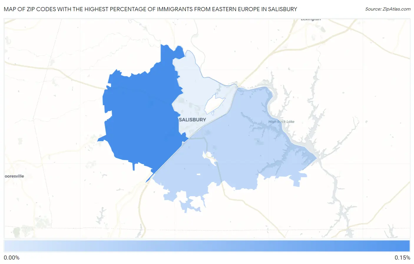 Zip Codes with the Highest Percentage of Immigrants from Eastern Europe in Salisbury Map