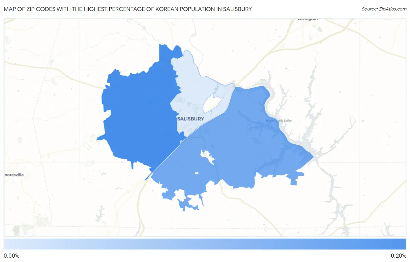 Zip Codes with the Highest Percentage of Korean Population in Salisbury Map