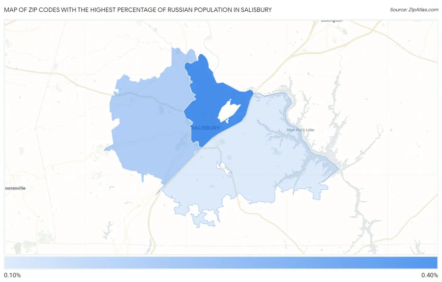 Zip Codes with the Highest Percentage of Russian Population in Salisbury Map