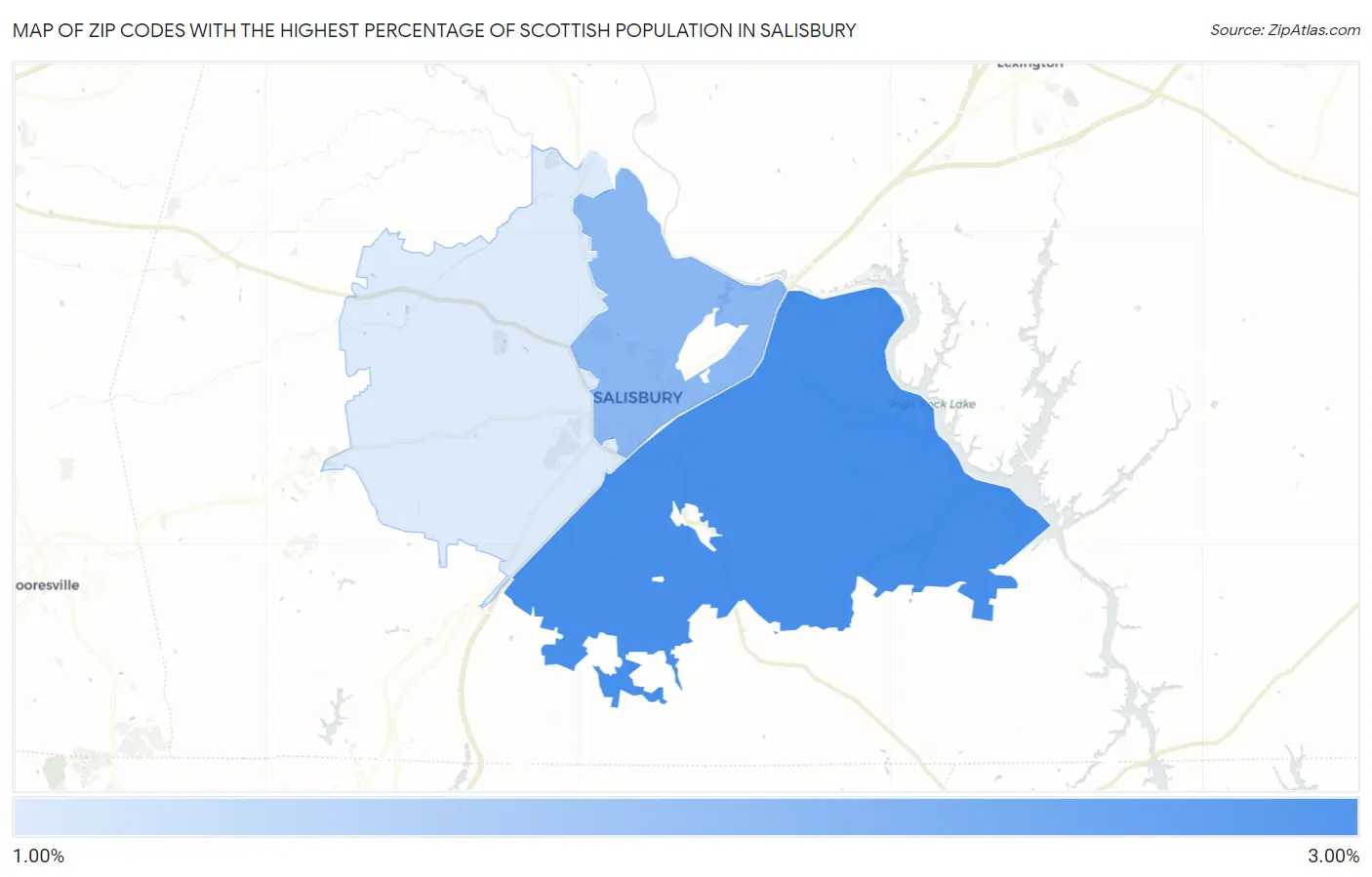 Zip Codes with the Highest Percentage of Scottish Population in Salisbury Map