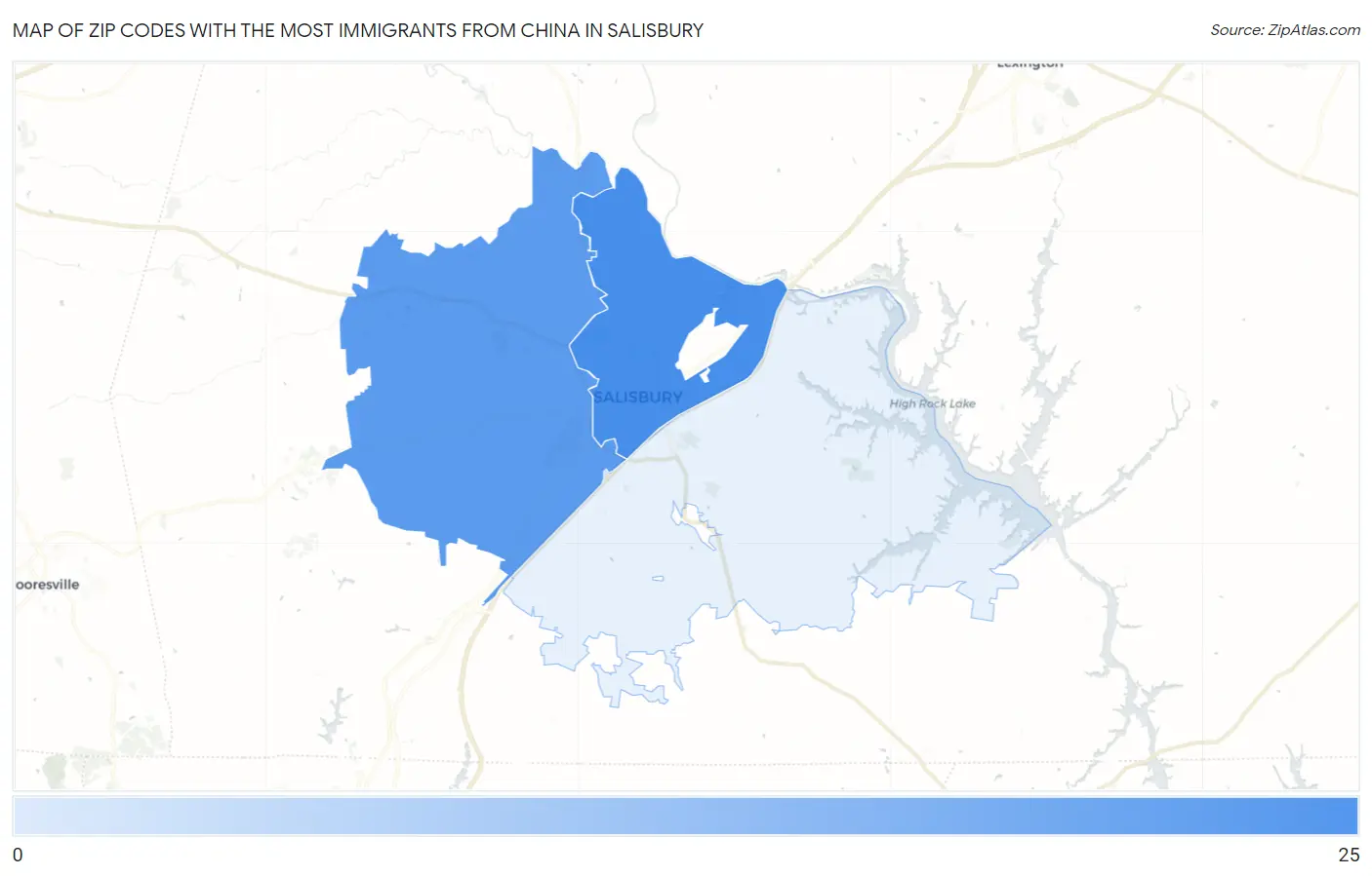 Zip Codes with the Most Immigrants from China in Salisbury Map