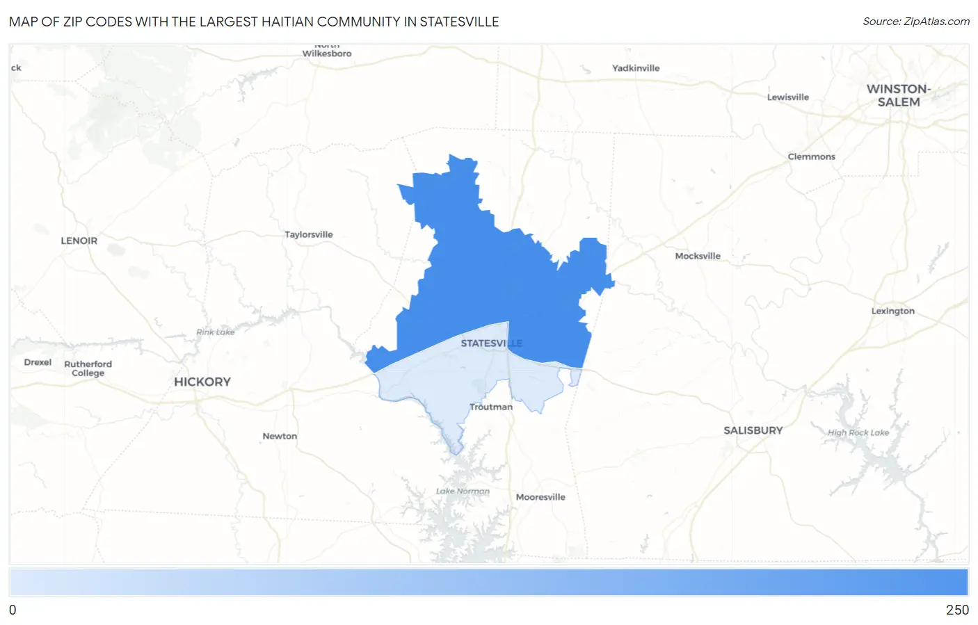 Zip Codes with the Largest Haitian Community in Statesville Map