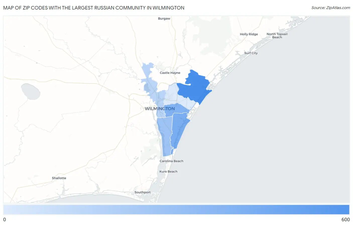 Zip Codes with the Largest Russian Community in Wilmington Map