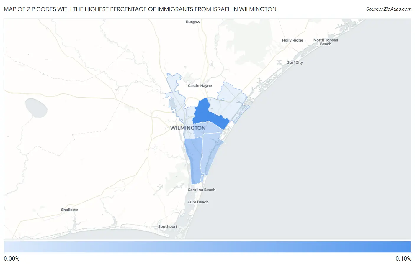 Zip Codes with the Highest Percentage of Immigrants from Israel in Wilmington Map