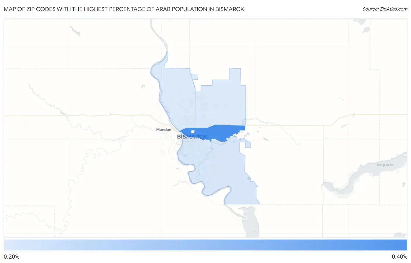 Zip Codes with the Highest Percentage of Arab Population in Bismarck Map