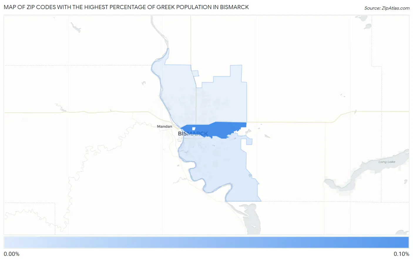 Zip Codes with the Highest Percentage of Greek Population in Bismarck Map