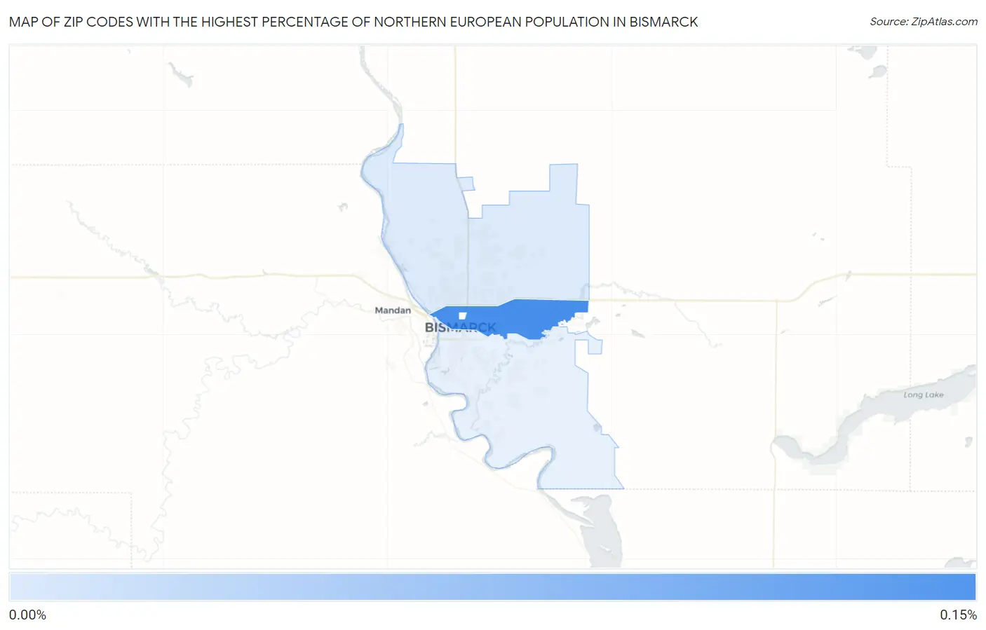 Zip Codes with the Highest Percentage of Northern European Population in Bismarck Map