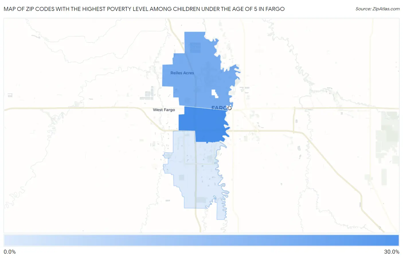 Zip Codes with the Highest Poverty Level Among Children Under the Age of 5 in Fargo Map