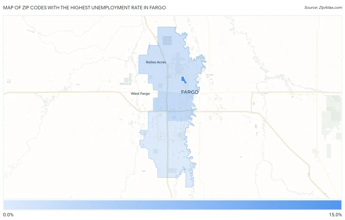 Zip Codes with the Highest Unemployment Rate in Fargo Map