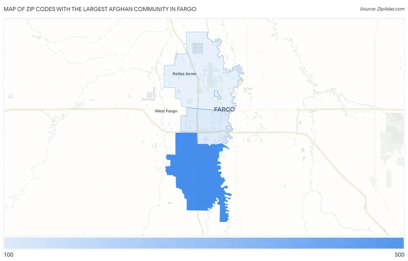 Zip Codes with the Largest Afghan Community in Fargo Map