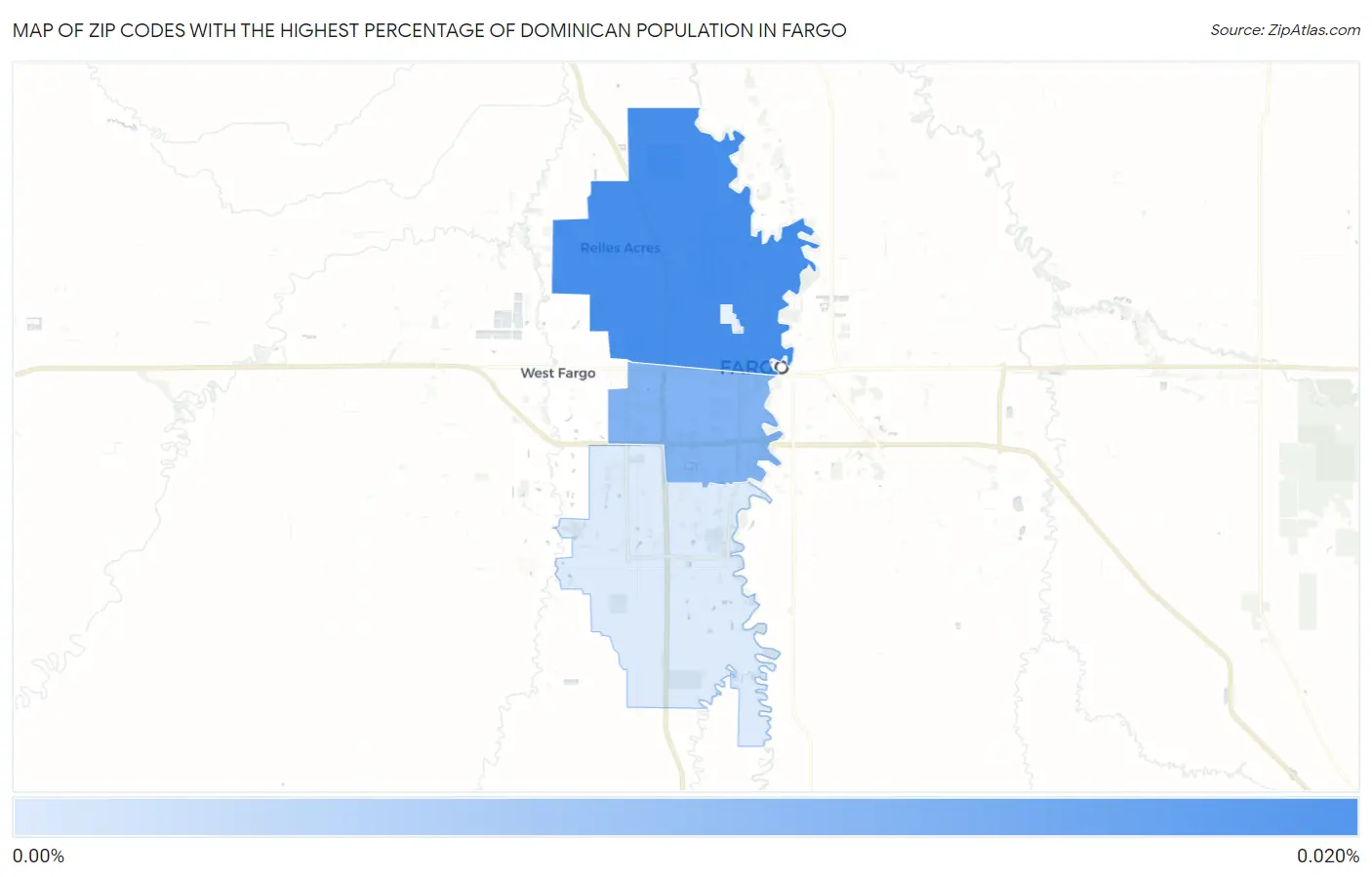 Zip Codes with the Highest Percentage of Dominican Population in Fargo Map