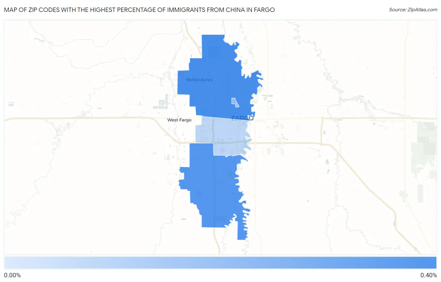 Zip Codes with the Highest Percentage of Immigrants from China in Fargo Map
