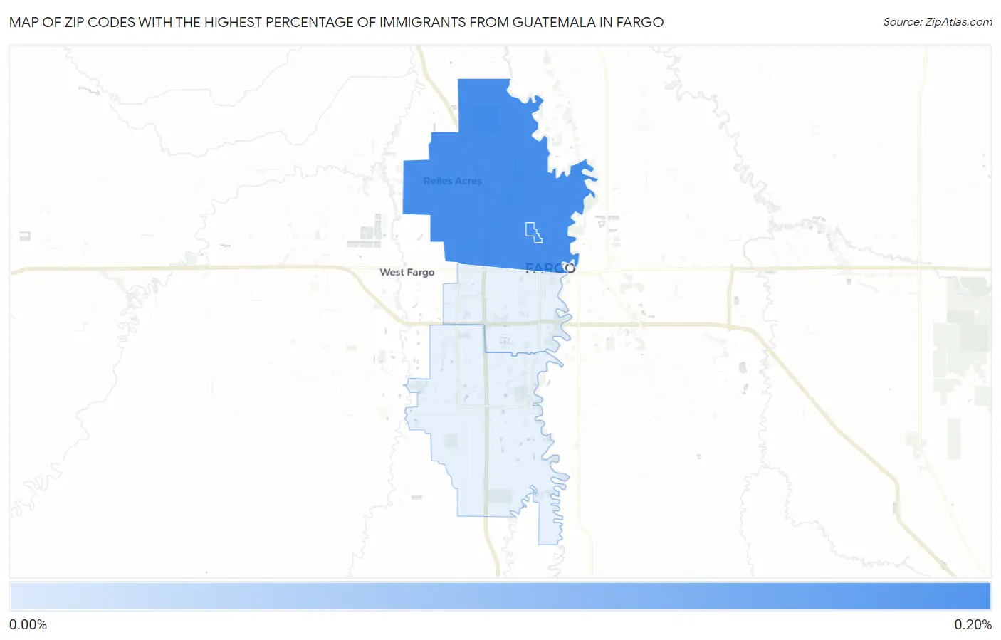 Zip Codes with the Highest Percentage of Immigrants from Guatemala in Fargo Map