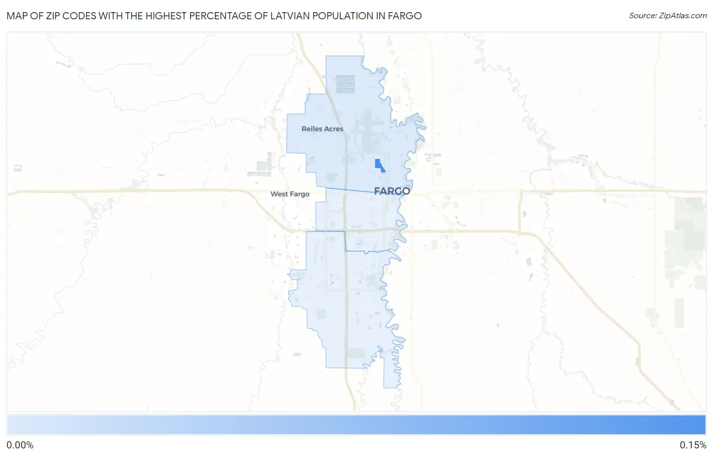 Zip Codes with the Highest Percentage of Latvian Population in Fargo Map