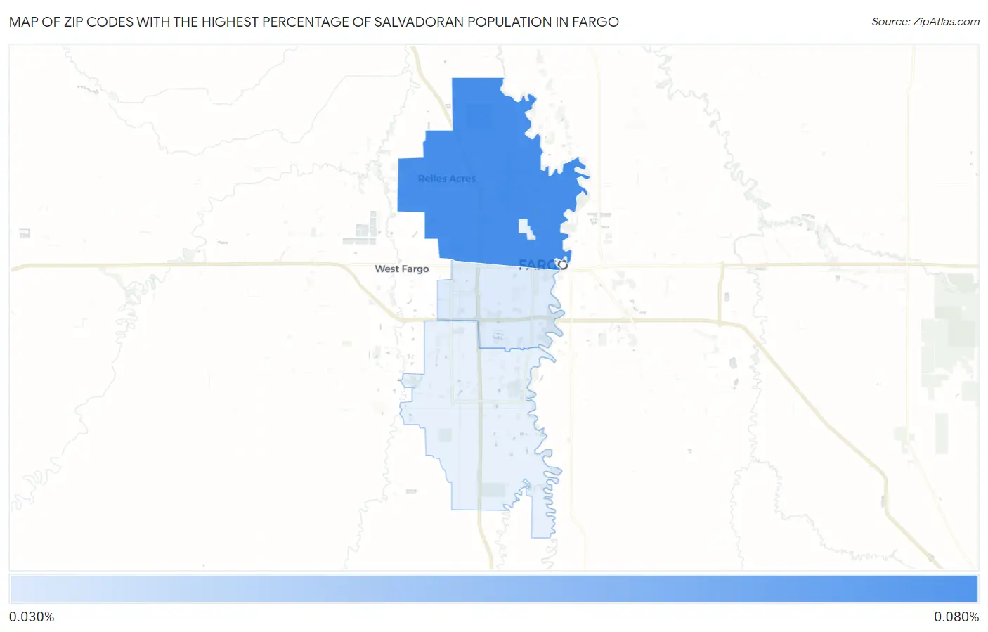 Zip Codes with the Highest Percentage of Salvadoran Population in Fargo Map