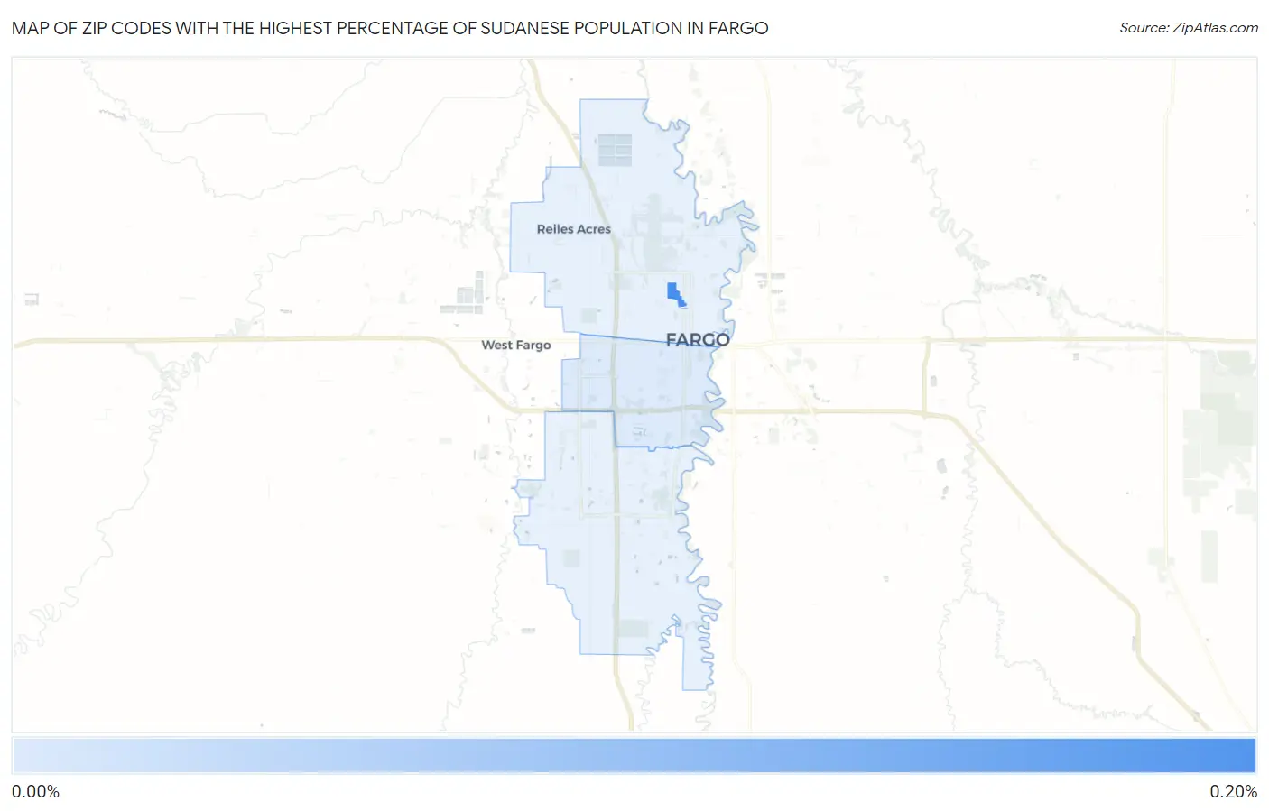 Zip Codes with the Highest Percentage of Sudanese Population in Fargo Map