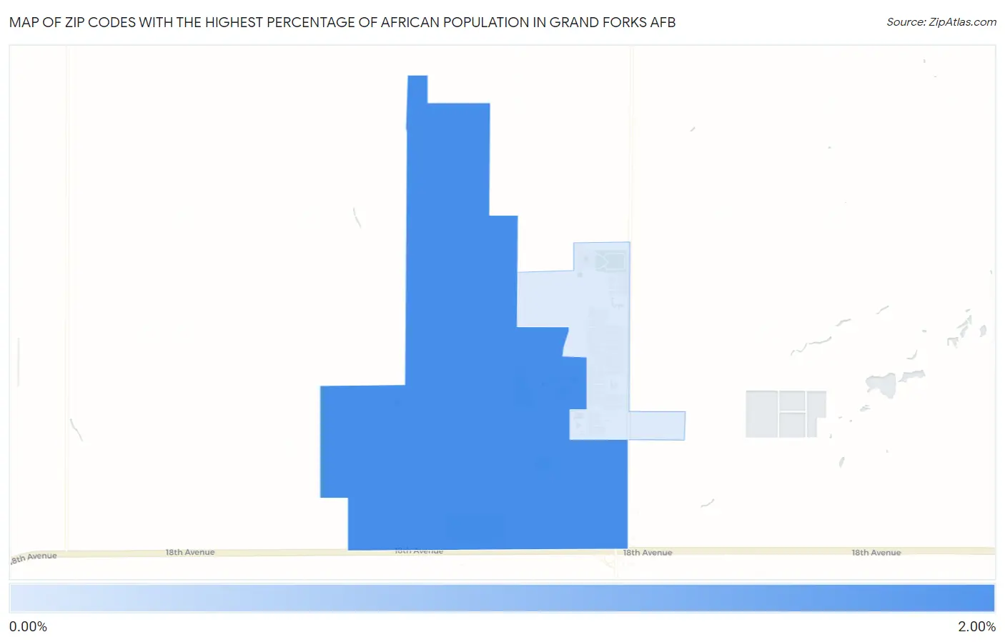 Zip Codes with the Highest Percentage of African Population in Grand Forks AFB Map