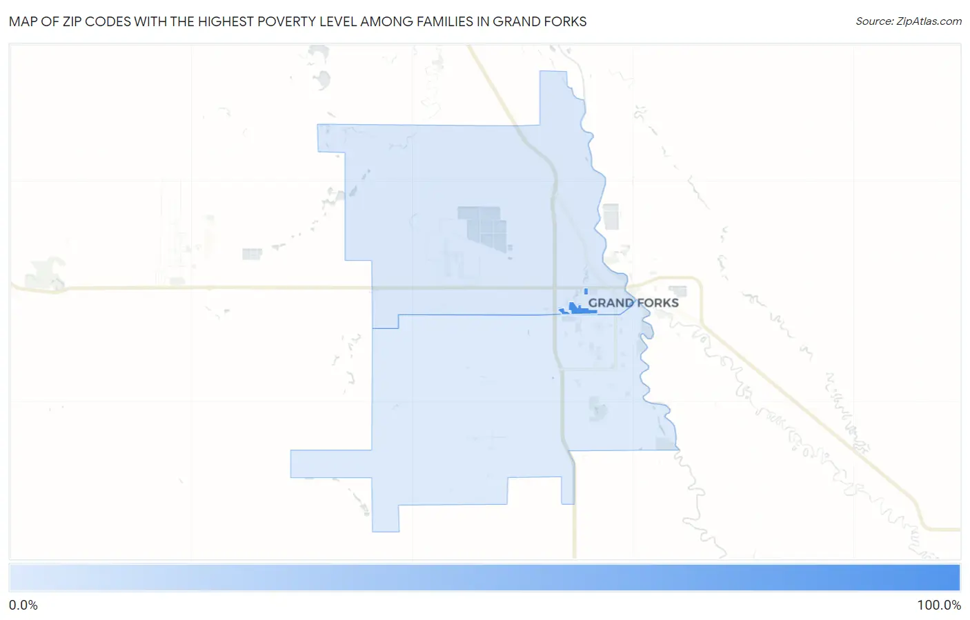 Zip Codes with the Highest Poverty Level Among Families in Grand Forks Map