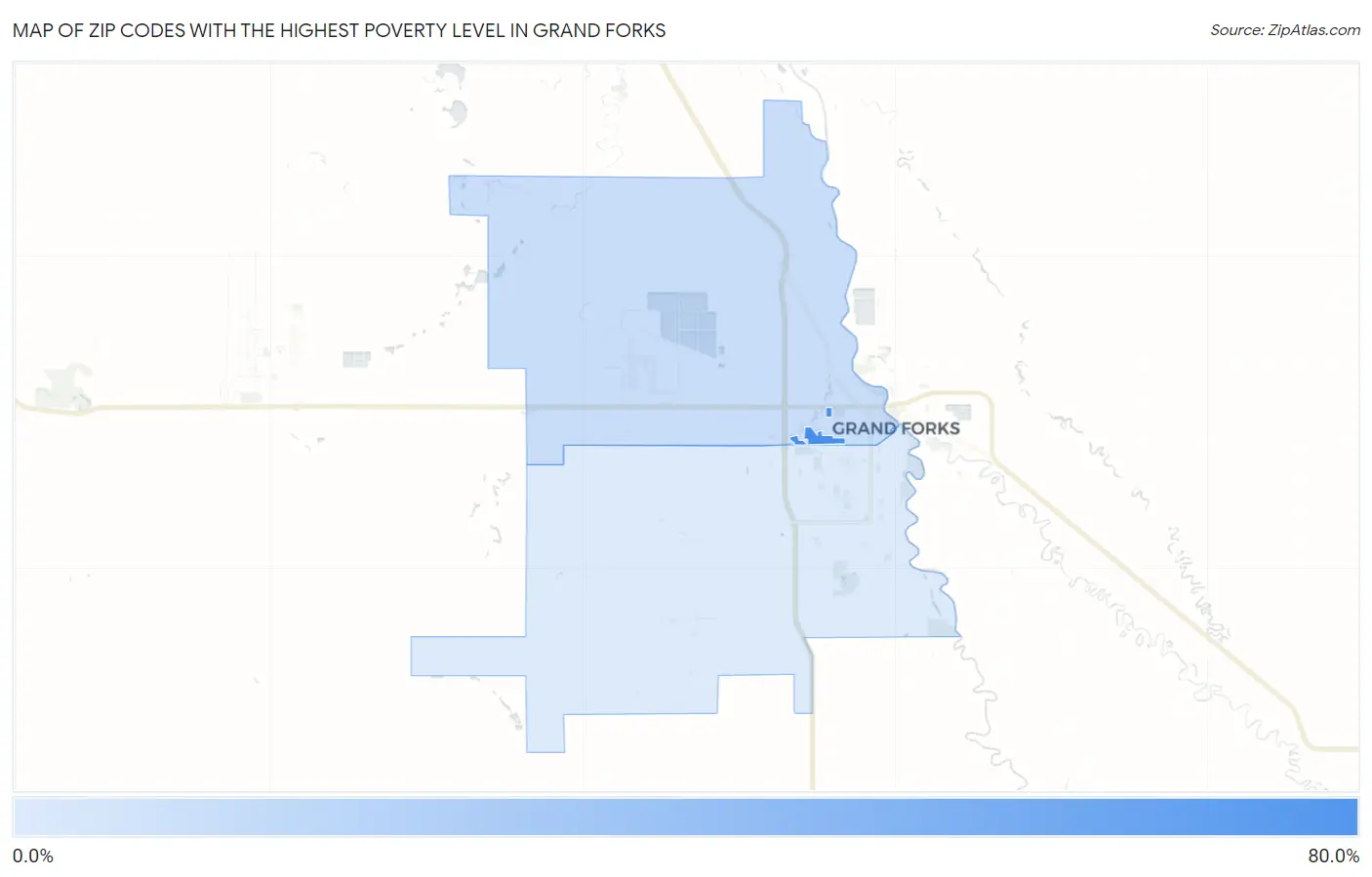 Zip Codes with the Highest Poverty Level in Grand Forks Map