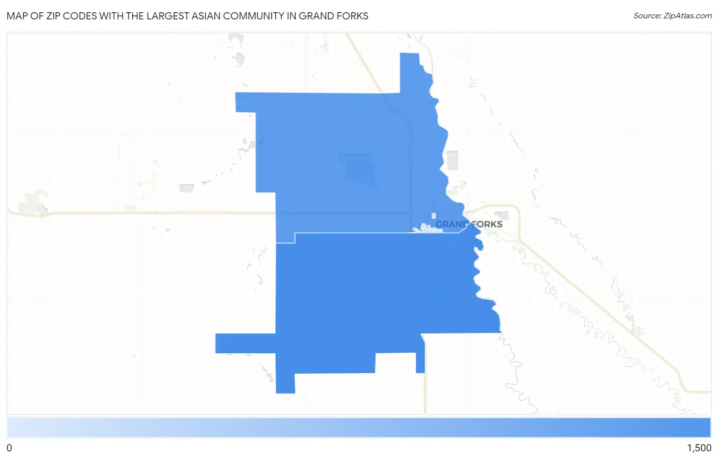Zip Codes with the Largest Asian Community in Grand Forks Map