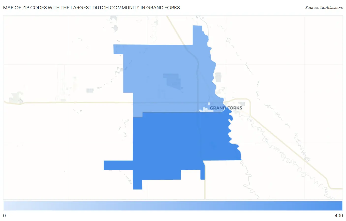 Zip Codes with the Largest Dutch Community in Grand Forks Map