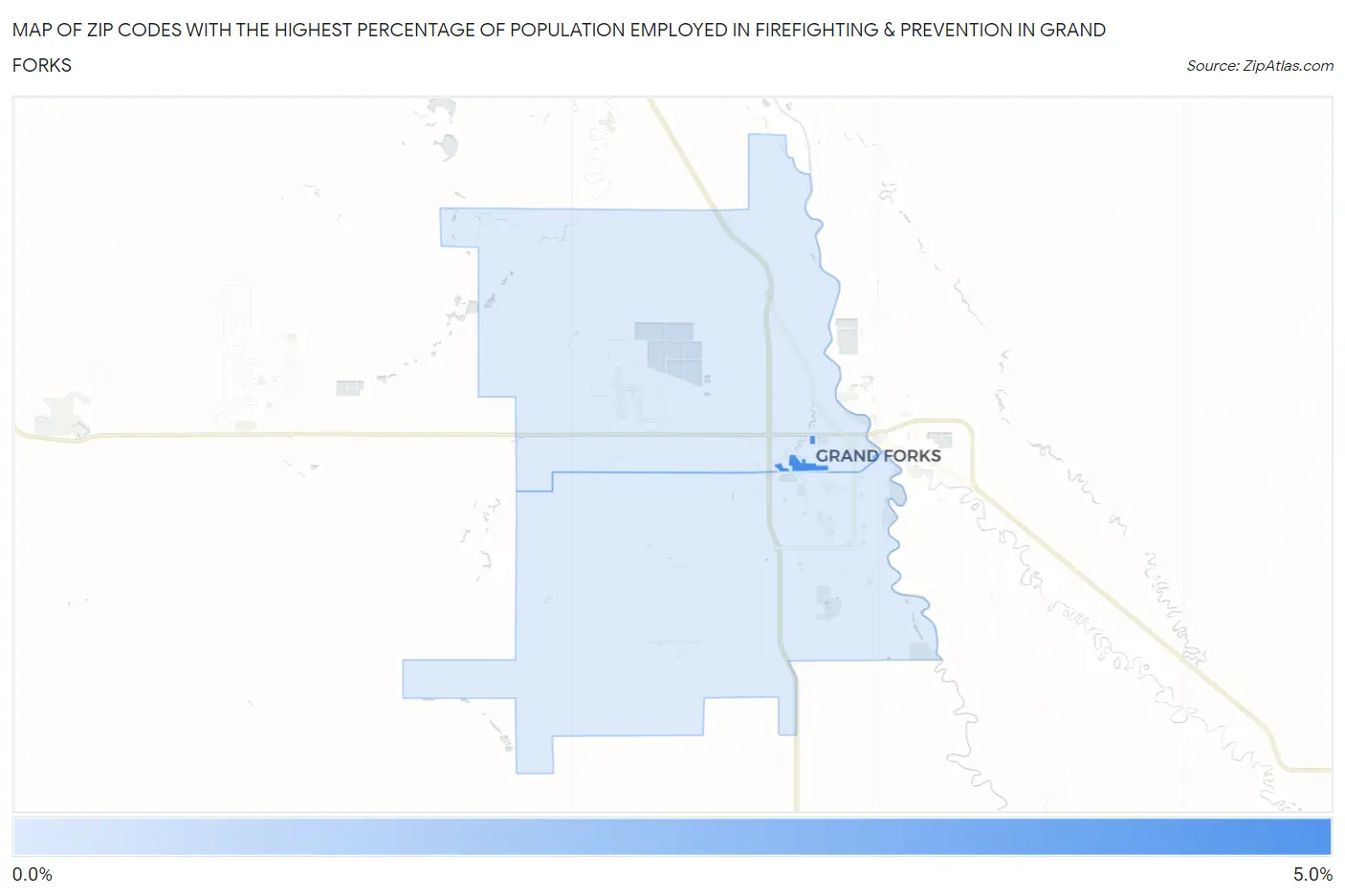 Zip Codes with the Highest Percentage of Population Employed in Firefighting & Prevention in Grand Forks Map