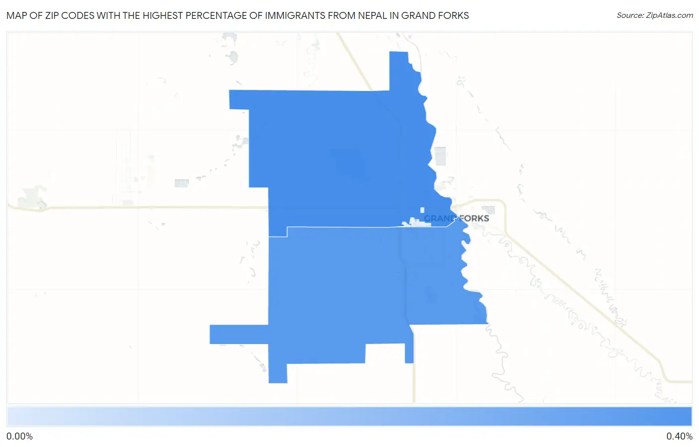 Zip Codes with the Highest Percentage of Immigrants from Nepal in Grand Forks Map