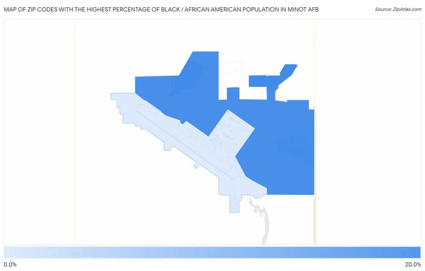 Zip Codes with the Highest Percentage of Black / African American Population in Minot AFB Map