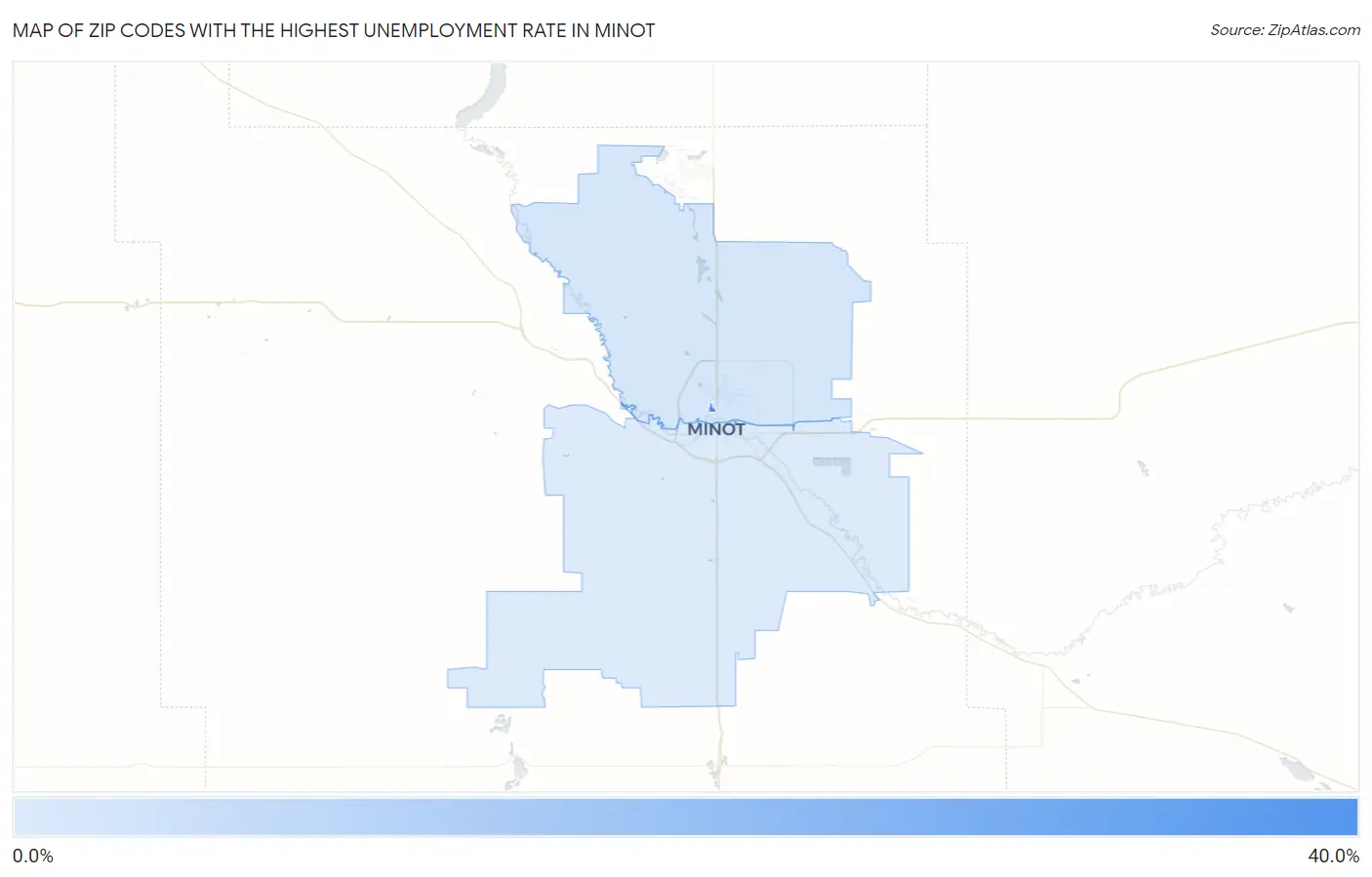 Zip Codes with the Highest Unemployment Rate in Minot Map