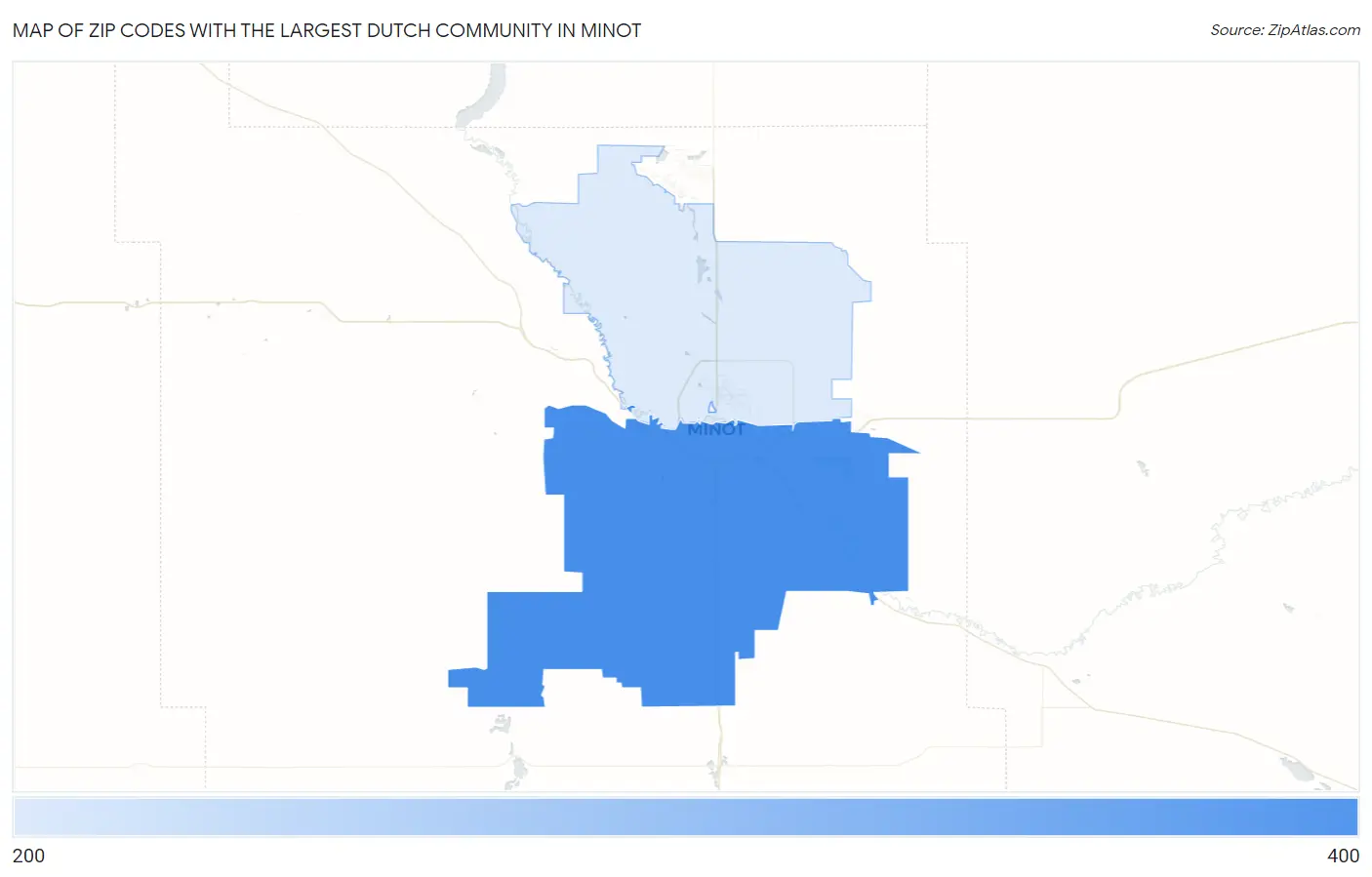 Zip Codes with the Largest Dutch Community in Minot Map