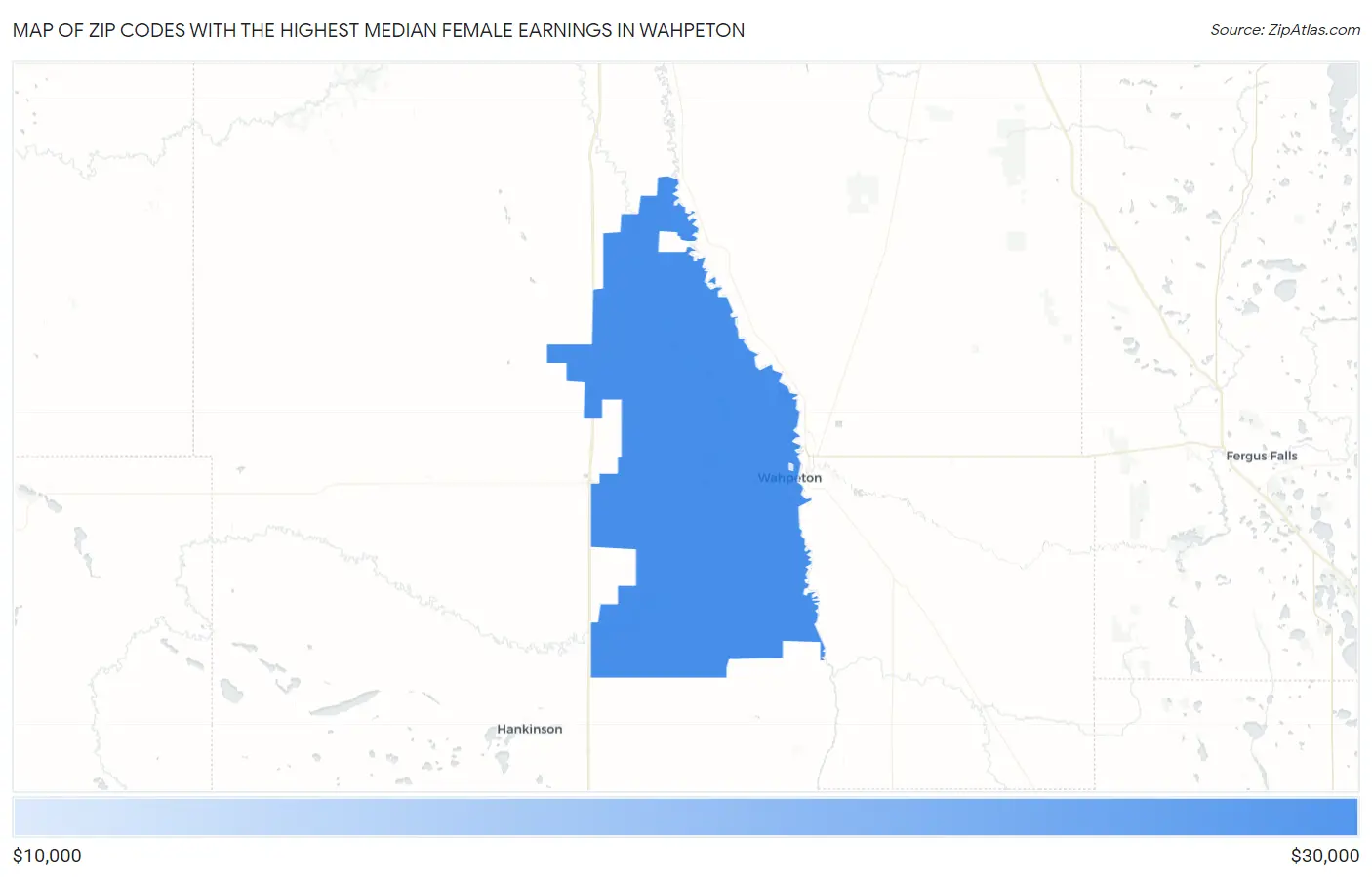 Zip Codes with the Highest Median Female Earnings in Wahpeton Map