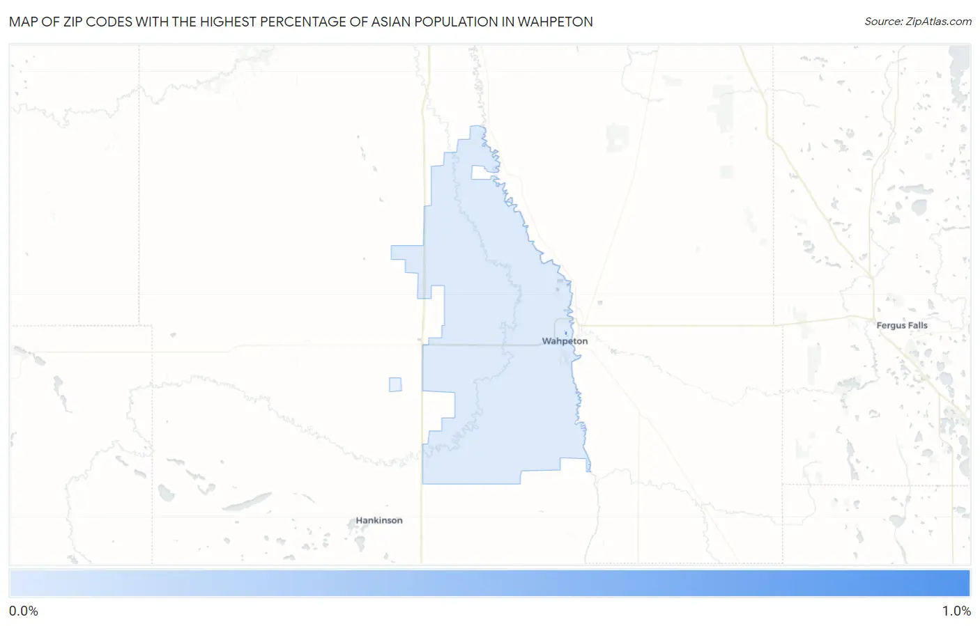 Zip Codes with the Highest Percentage of Asian Population in Wahpeton Map