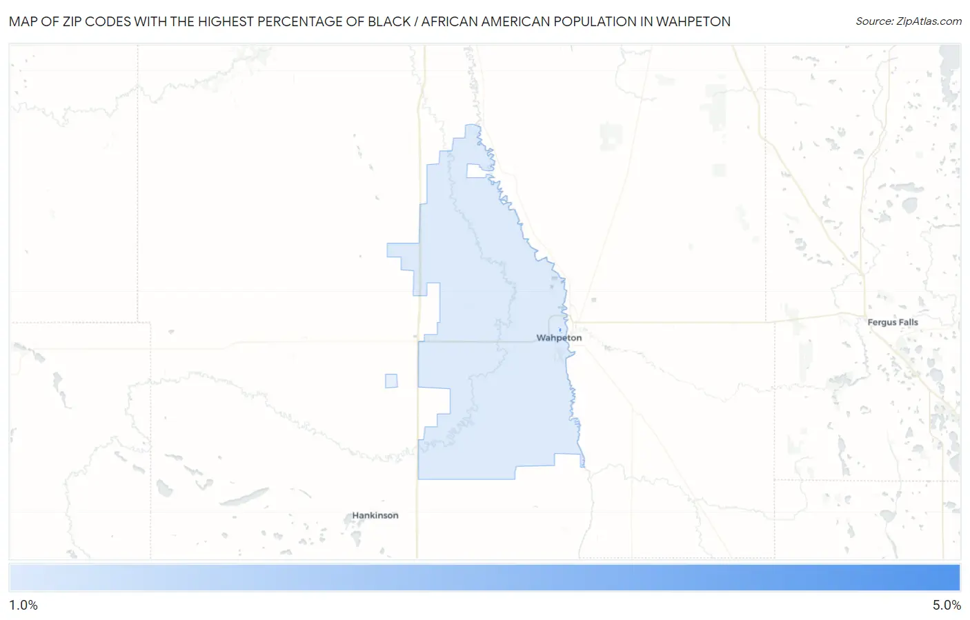 Zip Codes with the Highest Percentage of Black / African American Population in Wahpeton Map