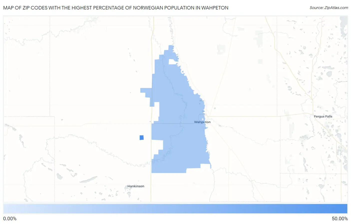 Zip Codes with the Highest Percentage of Norwegian Population in Wahpeton Map