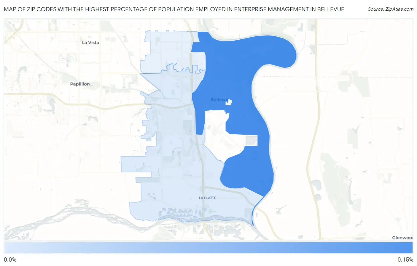 Zip Codes with the Highest Percentage of Population Employed in Enterprise Management in Bellevue Map