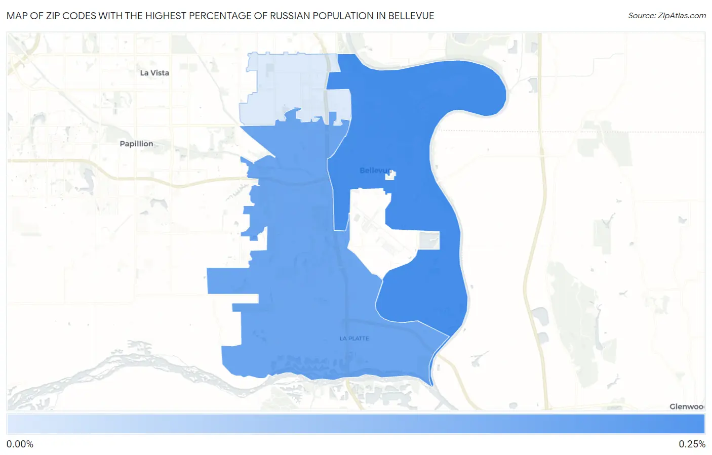 Zip Codes with the Highest Percentage of Russian Population in Bellevue Map