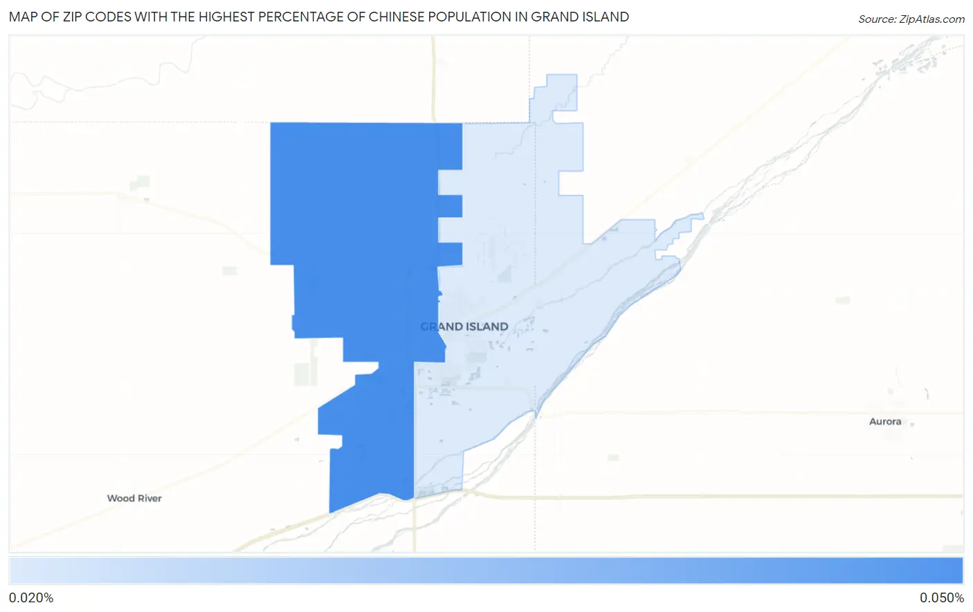Zip Codes with the Highest Percentage of Chinese Population in Grand Island Map